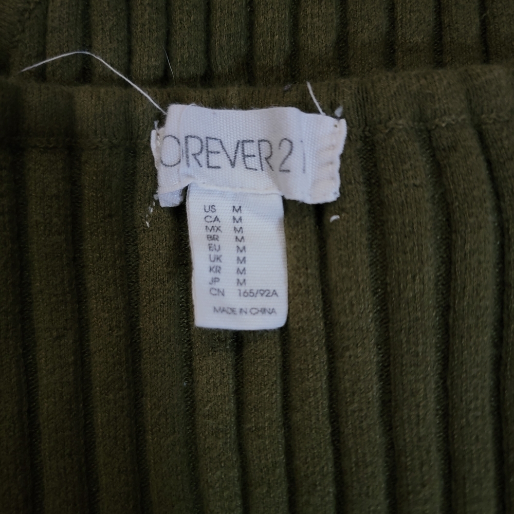 Forever 21 Distressed Olive Ribbed Cropped Tank Top Camisole Womens M - Picture 8 of 8